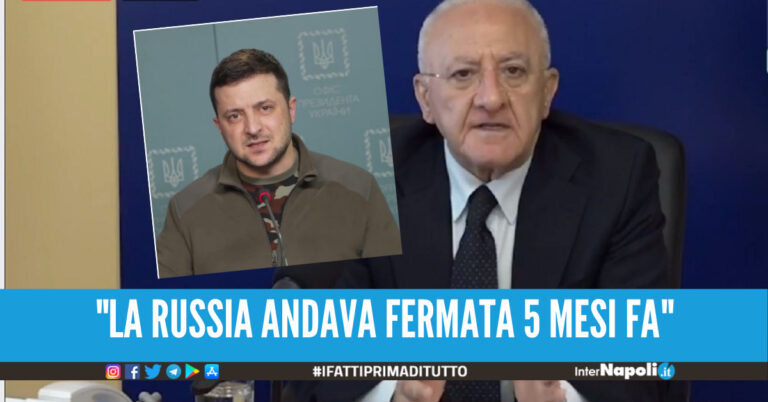 De Luca: “Nessuno pensa agli ucraini, nemmeno Zelensky. L’Italia rischia una crisi drammatica”