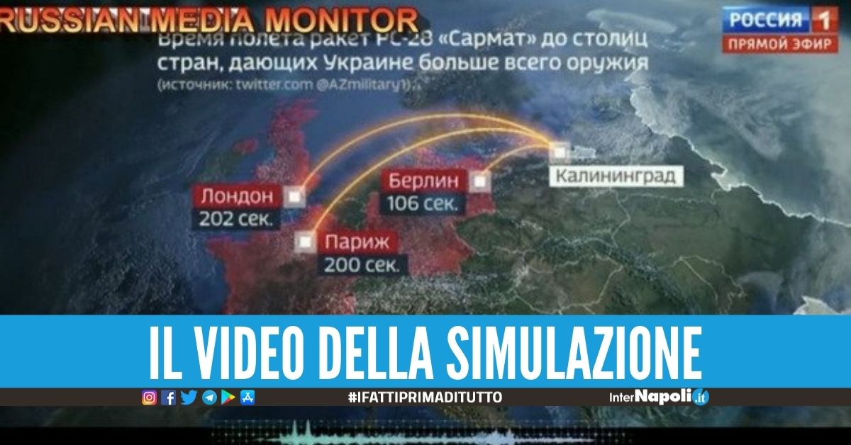 Tv di Stato russa simula attacco nucleare su Parigi, Londra e Berlino: ecatombe in 200 secondi