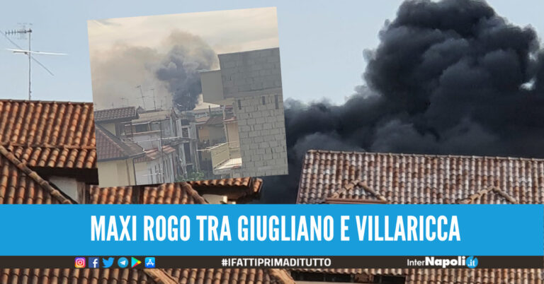 Grosso incendio tra Giugliano e Villaricca, fumo nero invade le abitazioni