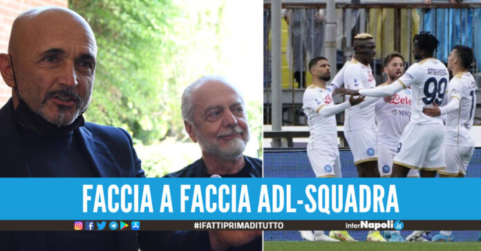 Luciano Spalletti e Aurelio De Laurentiis, sulla destra Insigne e company