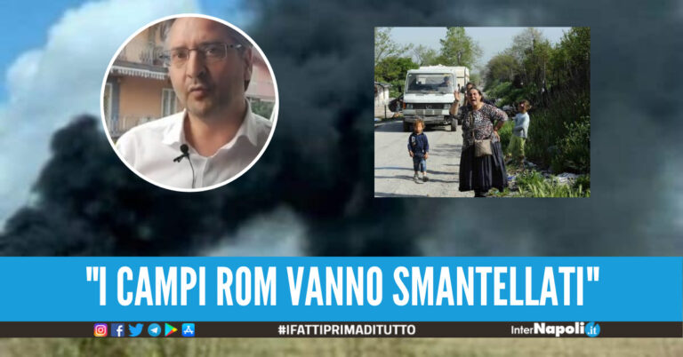 Giugliano. Il sindaco Pirozzi ‘copia’ Salvini: “Basta roghi, i campi rom vanno smantellati”