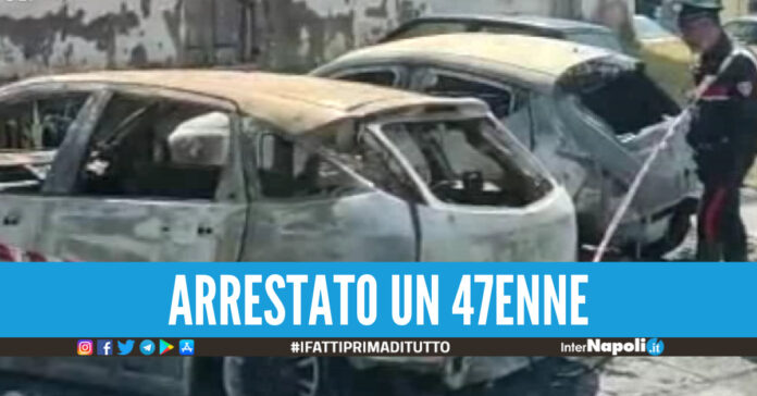 Incendia 4 auto senza alcun motivo, arrestato il piromane di Torre del Greco