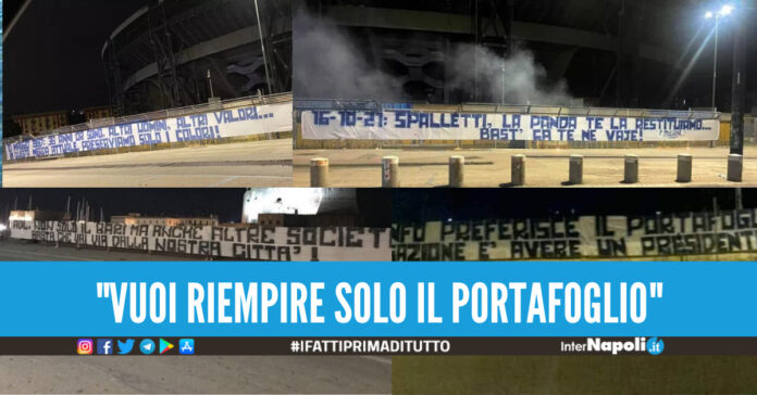 Napoli, clima rovente in città: altri striscioni contro Adl e la società