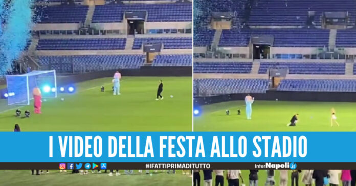 Chiara Nasti e Zaccagni, mega festa all'Olimpico per svelare il sesso del bambino [Video]