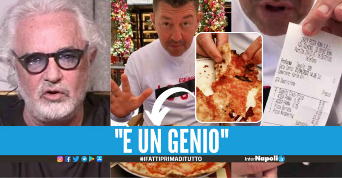 Errico Porzio prova la pizza di Flavio Briatore