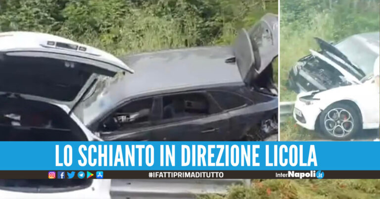Grave incidente sulla Tangenziale di Napoli, auto distrutte dopo lo scontro