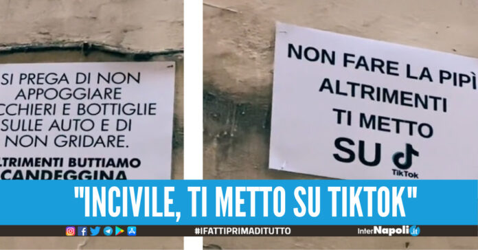 Se fai pipì in strada ti metto su TikTok, cartelli anti inciviltà ai Quartieri Spagnoli