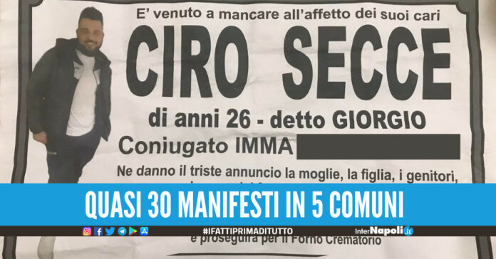 Uno dei manifesti funebri