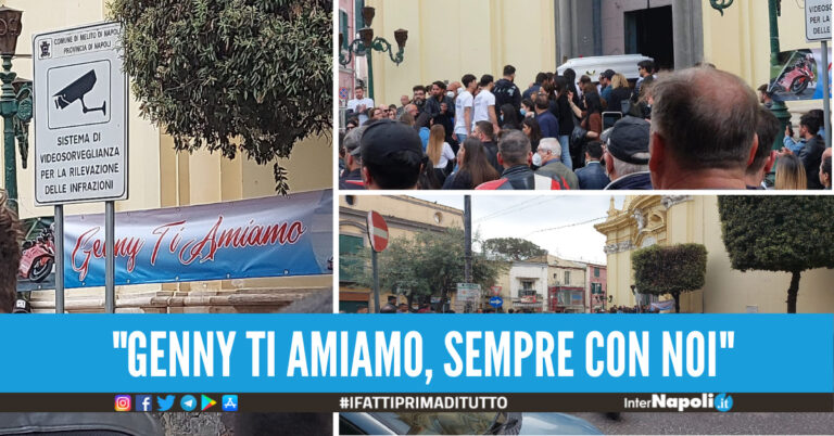 [Video] Melito. Palloncini bianchi, rombo di motori e lacrime per l'addio a Genny: "Sarà sempre con noi"