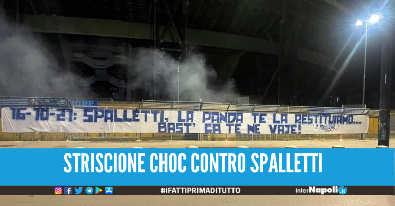 “Basta che te ne vai”, striscione contro Spalletti all’esterno dello stadio Maradona a Napoli