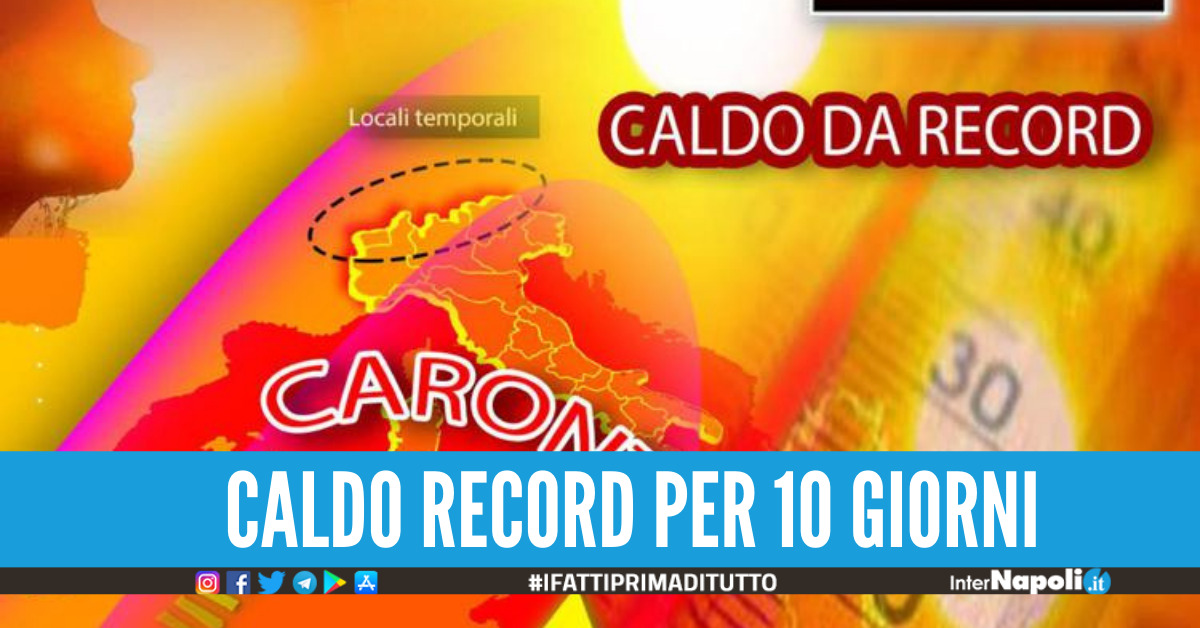 Caldo record in Italia, arriva Caronte anche 44°C all’ombra, 10 città da bollino rosso