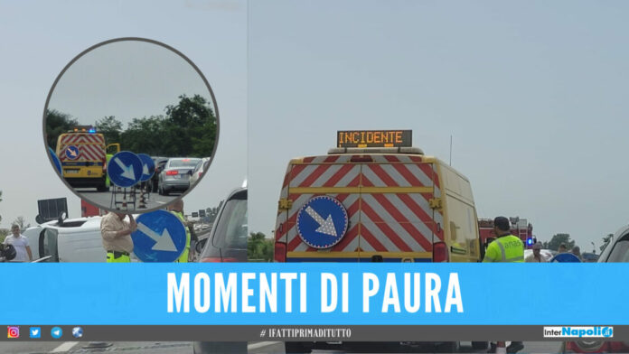Incidente a catena sull'Asse Mediano tra Qualiano e Giugliano, auto si ribalta dopo lo schianto