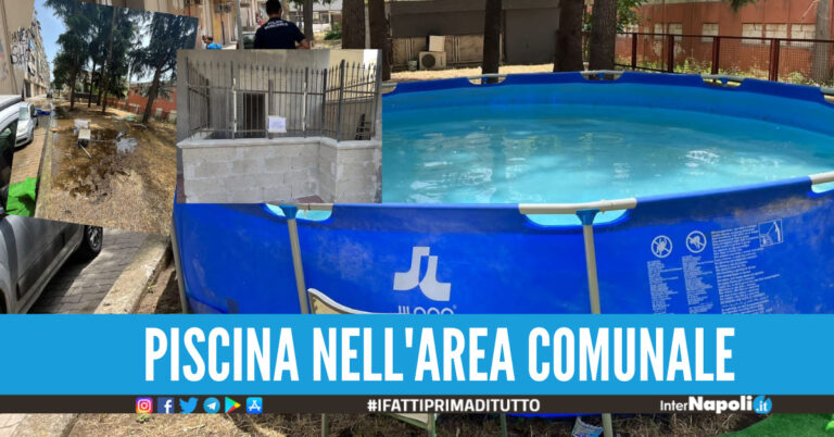 Assurdo a Napoli, occupa abusivamente alloggio popolare e monta una piscina nel giardino: blitz della Municipale