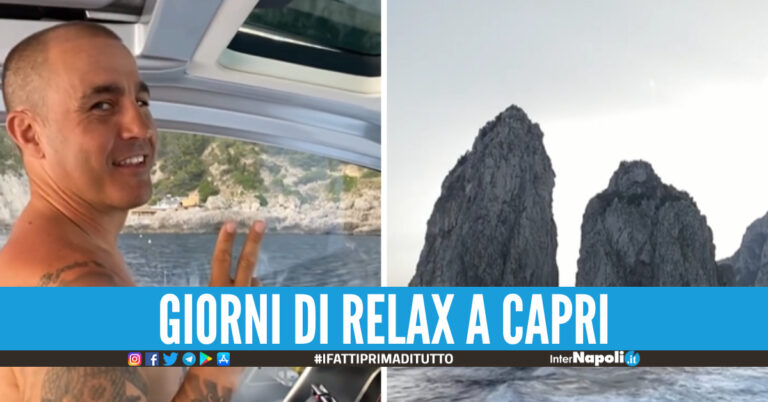 Vacanze extralusso per Cannavaro a Capri, il video sullo yacht tra i Faraglioni