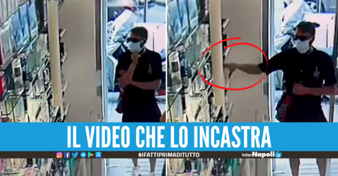 Il furto ripreso dalle telecamere della Parafarmacia Nazzaro