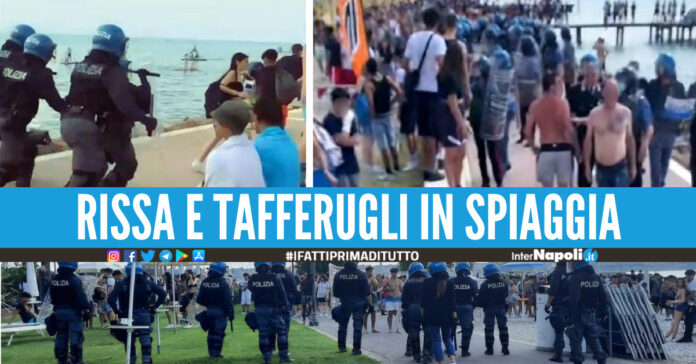 Mega rissa in spiaggia tra giovani, interviene la polizia caos e tafferugli