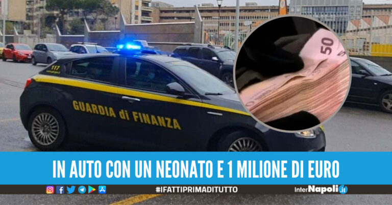 Salerno, fermata coppia con 1 milione e 200mila euro: girava in auto insieme ad un neonato