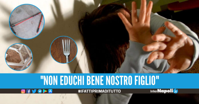 Follia a Napoli. Picchia moglie e figlio con scopa, sedie e forchette: «Non lo educhi bene»