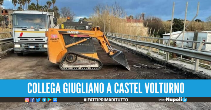 Lavori sul ponte di Lago Patria