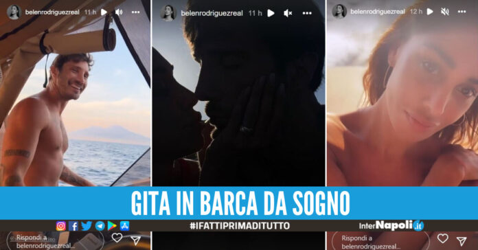 Stefano De Martino e Belen Rodriguez in barca