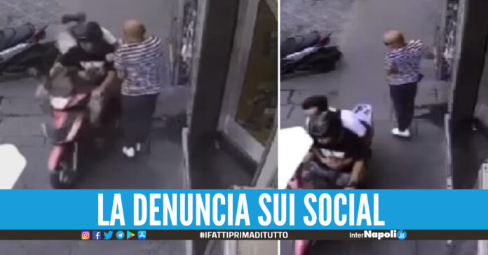 [Video]. Giugliano. Scooter sul marciapiede a folle velocità, pedone rischia di essere travolto