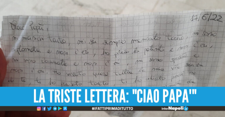“Mi manchi tanto”, la struggente lettera al papà defunto ritrovata nel cimitero di Marcianise