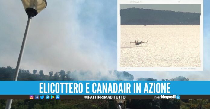 Incendio nell'area delle terme di Agnano, colonna di fumo visibile da chilometri