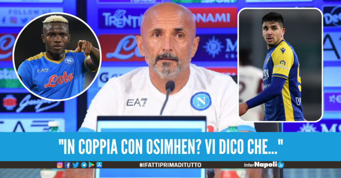 Da sinistra: Victor Osimhen, Luciano Spalletti e Giovanni Simeone