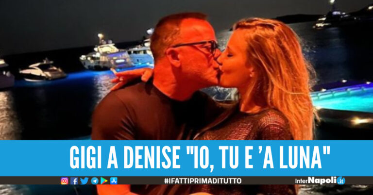 Gigi D’Alessio, romantico bacio con Denise sotto la luna di Mykonos