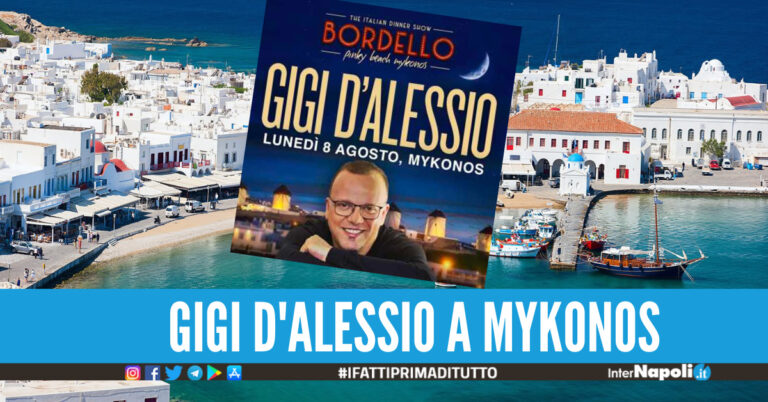 Mykonos parla napoletano, cena spettacolo con Gigi D’Alessio sull’isola greca