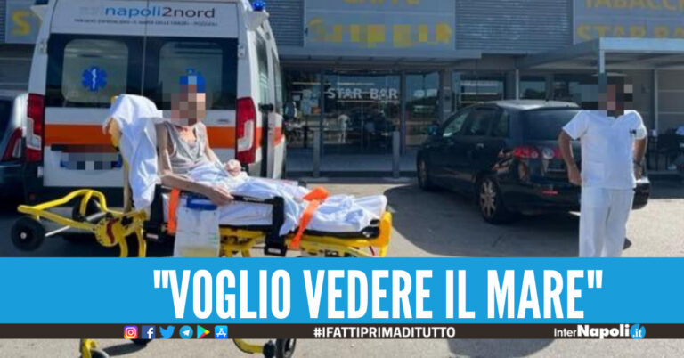 Paziente sogna un caffè al bar, l’ambulanza fa una sosta a Varcaturo: «Che bel regalo»