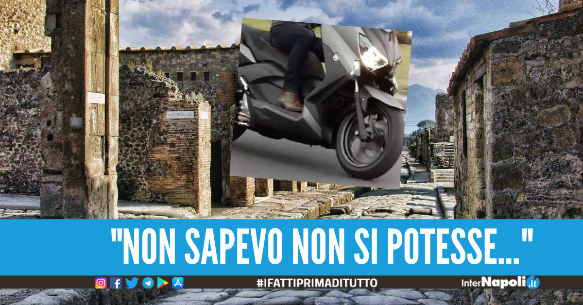 Vergogna a Pompei, turista negli scavi con lo scooter denunciato dai carabinieri