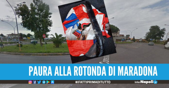 Armati alla rotonda di Maradona, inseguimento da Qualiano a Marano due arresti