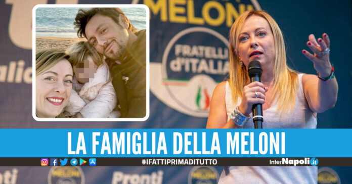 Giorgia Meloni, la piccola Ginevra e il compagno Andrea Giambruno