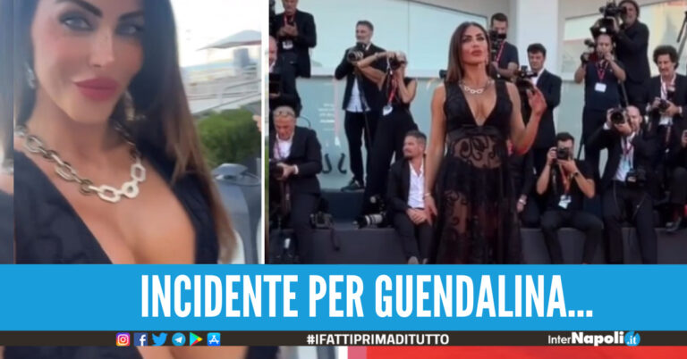  Guendalina Tavassi, altro incidente al vestito sul red carpet a Venezia