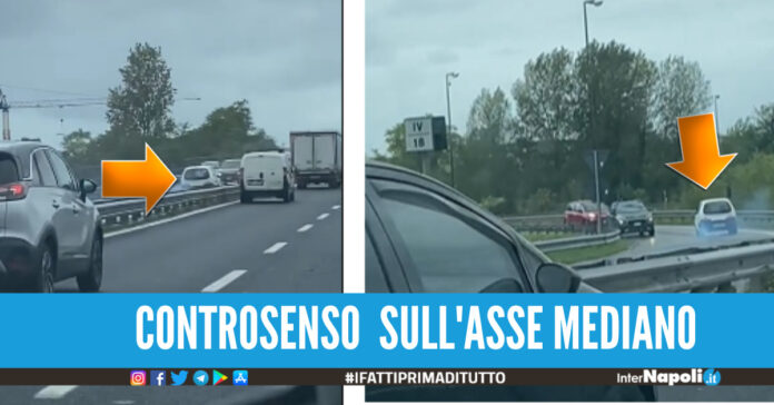 (IL VIDEO). Paura sull'Asse Mediano, auto percorre la strada controsenso per diversi chilometri
