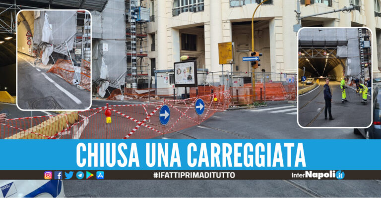 Spaventoso incidente a Napoli, auto finisce contro le impalcature della Galleria Vittoria