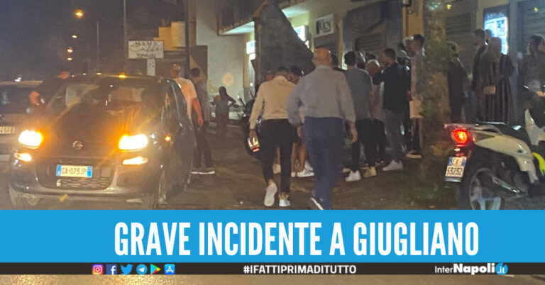 Ancora un grave incidente a Giugliano, auto si ribalta al Corso Campano
