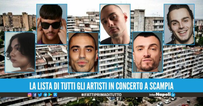 Geolier, Guè Pequeno, Marracash e Fabri Fibra in concerto a Scampia