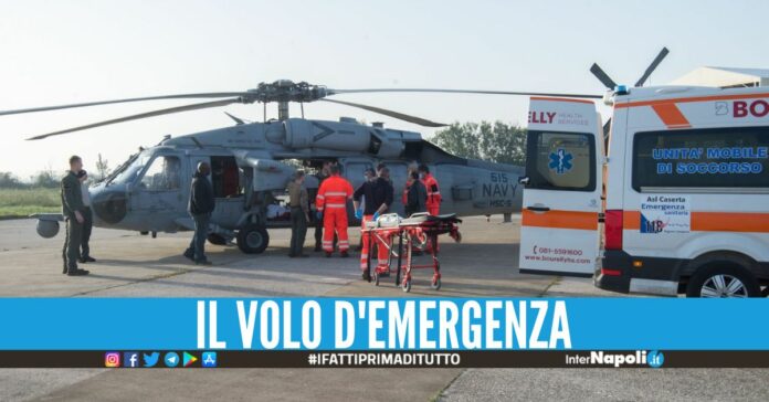 Elicottero Black Hawk in volo nel Casertano, soccorso uomo in pericolo di vita