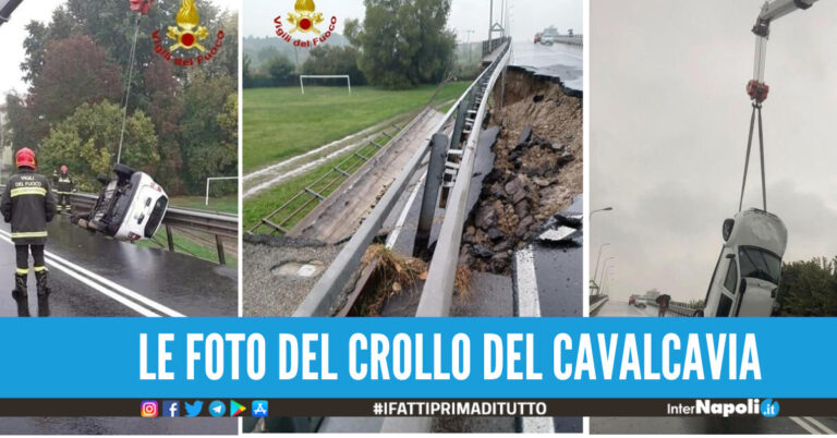 Crolla parte di un cavalcavia, coinvolta un’auto: vigili del fuoco sul posto