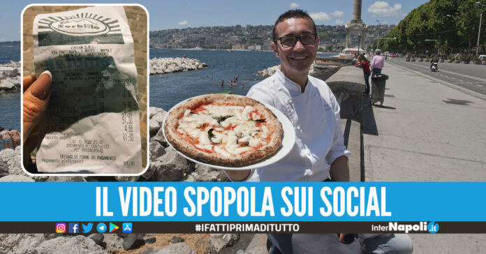Gino Sorbillo, nel riquadro lo scontrino mostrato dalla donna su TikTok