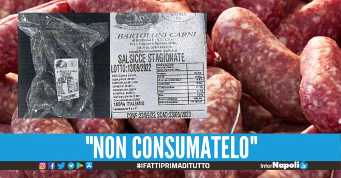Lotto di salsiccia stagionata a marchio Bartoloni Salumi