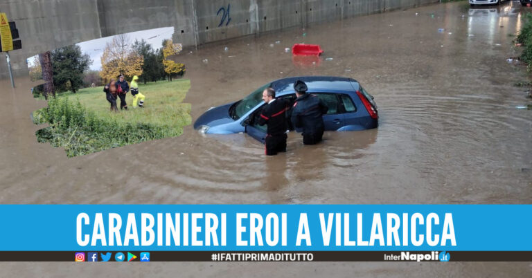 Carabinieri eroi a Villaricca, salvata una donna era prigioniera nell'auto sommersa dalla pioggia
