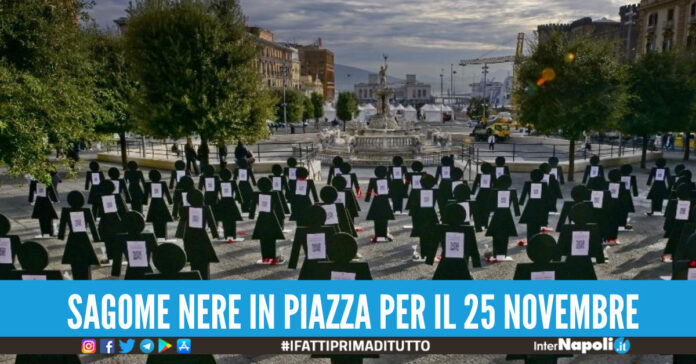 sagome nere in piazza per il 25 novembre