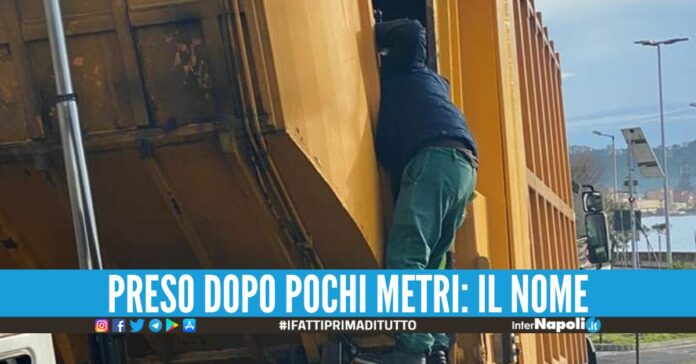 Ruba il camion dei rifiuti e si schianta contro il muro a Pozzuoli: arrestato