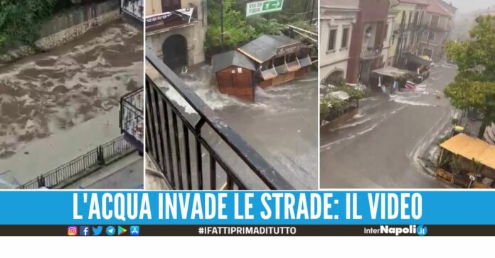 Bomba d'acqua si abbatte sull'Irpinia, strade come fiumi