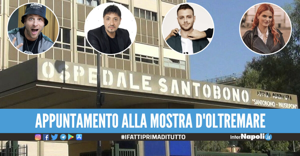 Ospedale Santobono - In alto da sx: Clementino, Gigi Finizio, Anastasio e Chiara Galeazzo