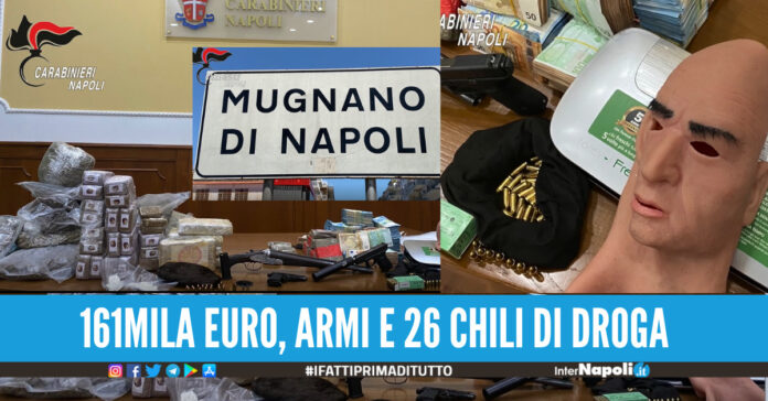 Blitz a Mugnano, 4 arresti sotto chiave soldi, droga, armi, maschere e parrucche