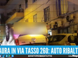 Paura in Via Tasso 260: auto ribaltata